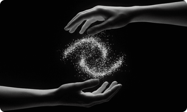 Hands forming spark